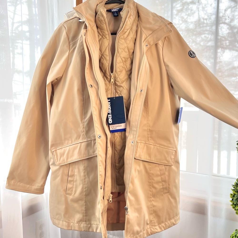 Lands’ End Ladies 3-in-1 Systems Jacket Tan Size Large NWT - Picture 3 of 16